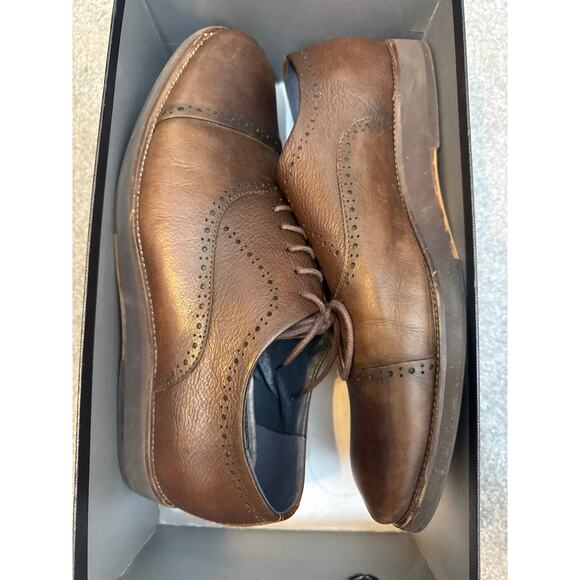 Men\'s Warehouse Size 11D Wide Brown Leather Oxford Dress Shoes Lace up main image 7